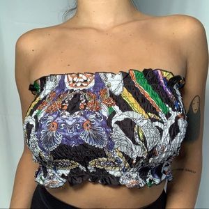 PSYCHEDELIC SHIRRED TUBE TOP